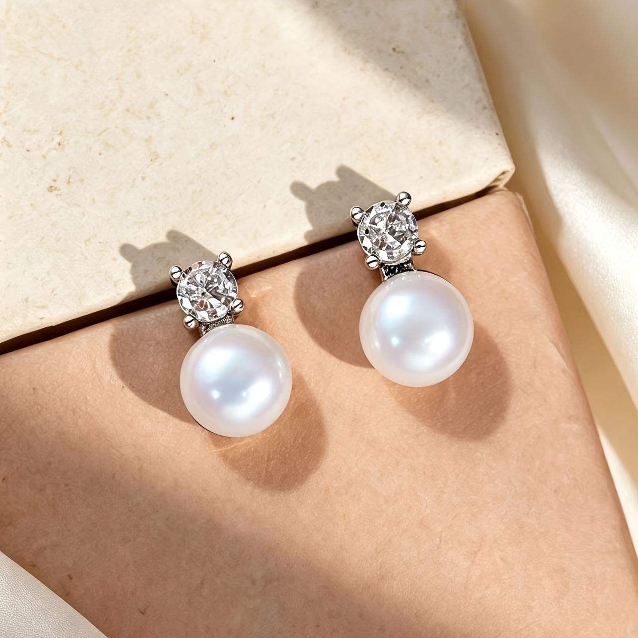 8mm Minimalist White Stud Earrings for Women